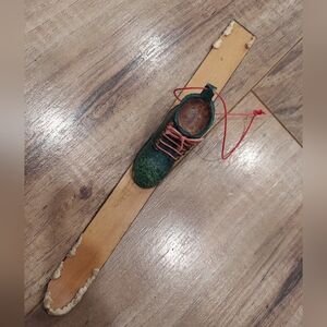 Vtintage Kurt S Alder Wood and Resin Snow Ski Christmas Ornament 8” Long EUC